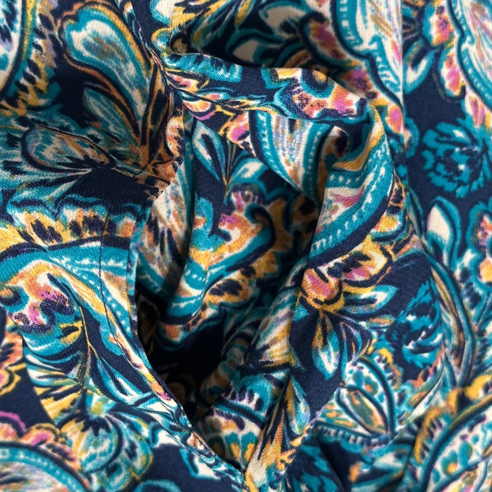 Blair Vintage Midi Skirt Paisley Print Blue Teal Elastic Waist Pockets Boho Ps — image 4 of 6